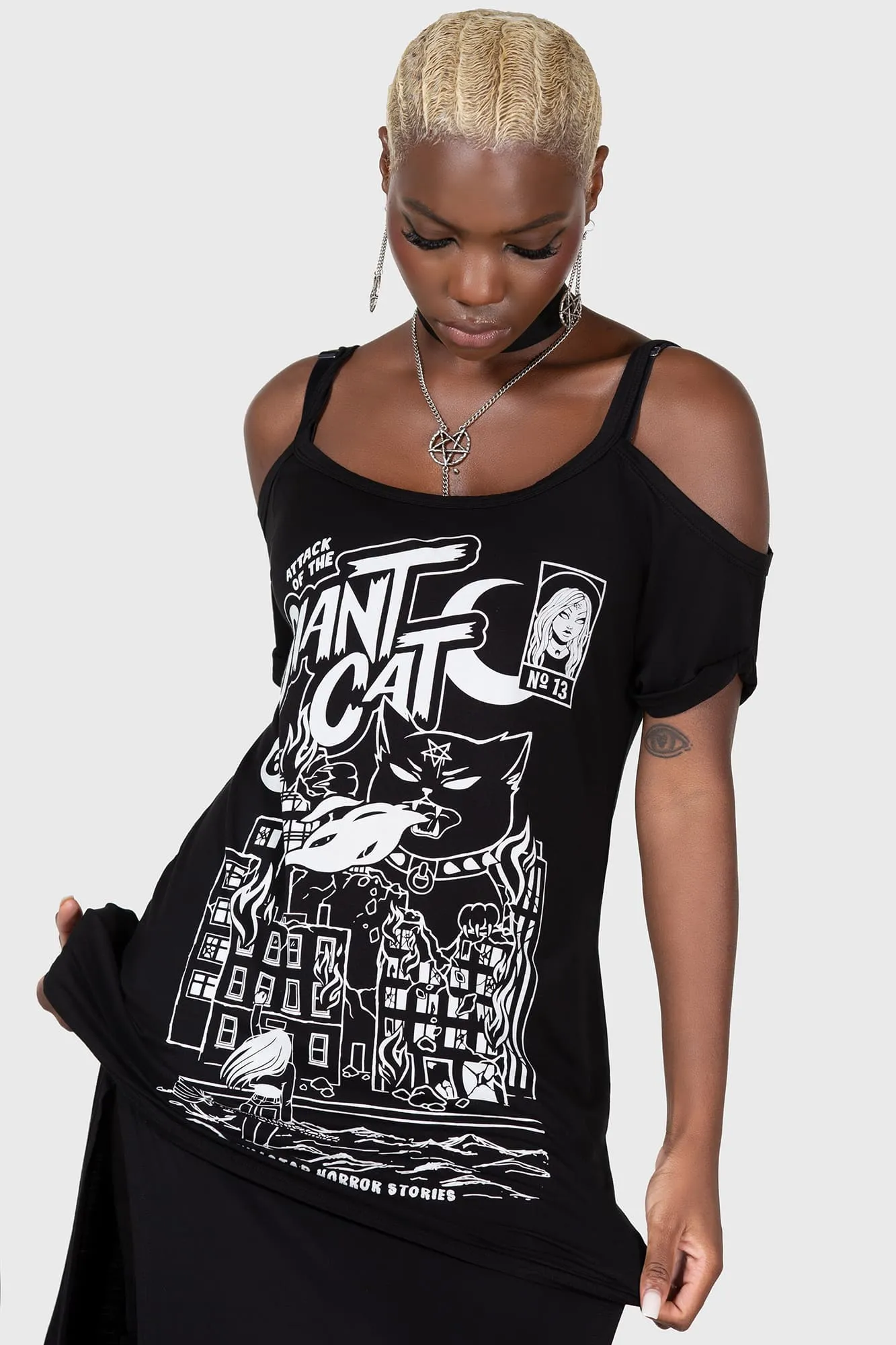 Cat Attack Distress Top sold by Killstar product image thumbnail 3
