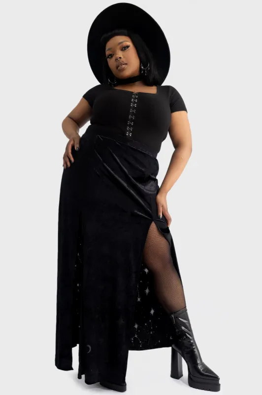 Coma Star Maxi Skirt [PLUS] sold by Killstar