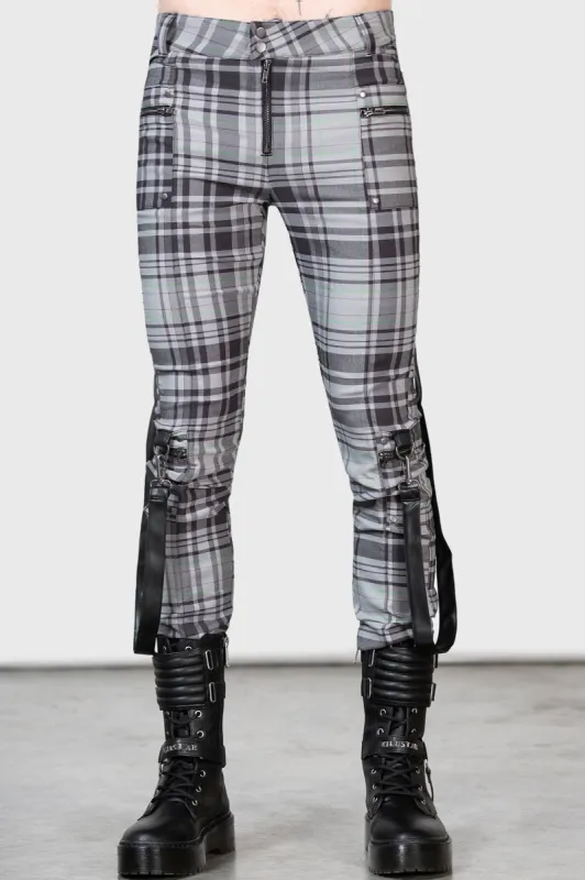 Office Riot Strappy Trousers [GREY TARTAN] sold by Killstar