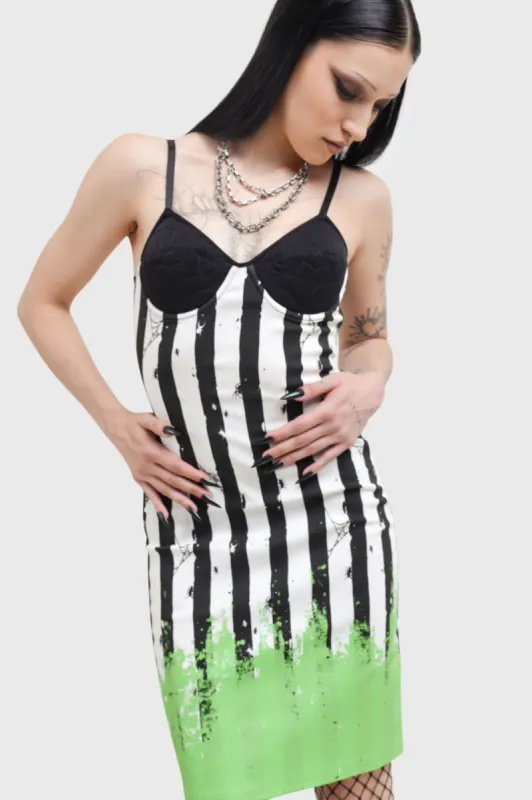 Distressed Stripe Bodycon Dress sold by Killstar