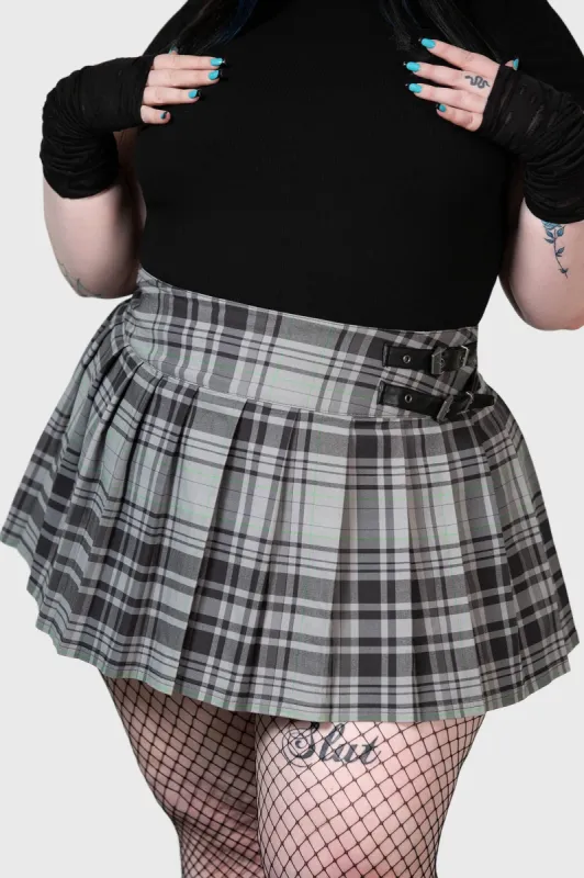 Bat Girl Skirt [GREY TARTAN] [PLUS] sold by Killstar