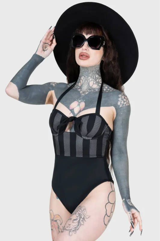 Shadow Stripe Swimsuit sold by Killstar