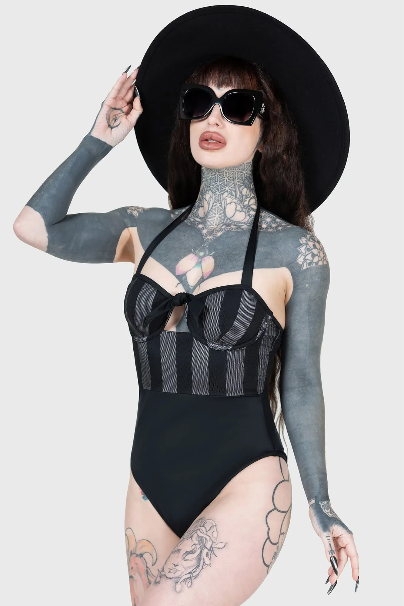 Shadow Stripe Swimsuit sold by Killstar