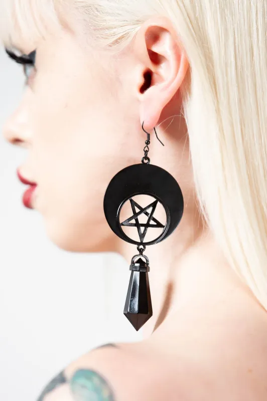 Crescent Charm Earrings sold by Killstar