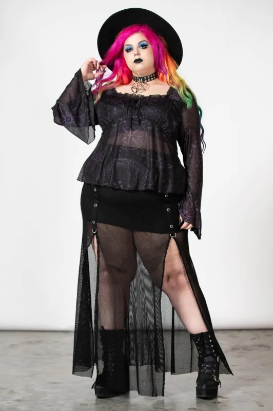 Astromancy Mesh Long Sleeve Top [PLUS] sold by Killstar