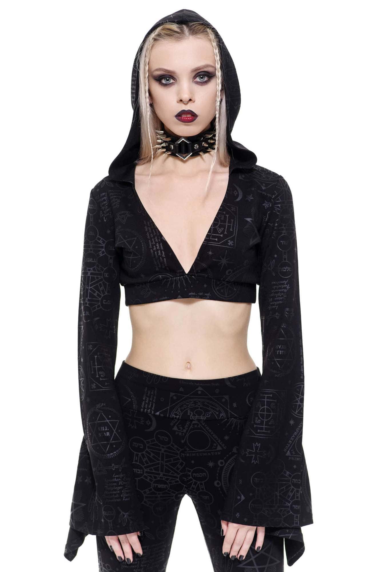 Witchhead Hooded Crop Top Resurrect sold by Killstar product image thumbnail 3