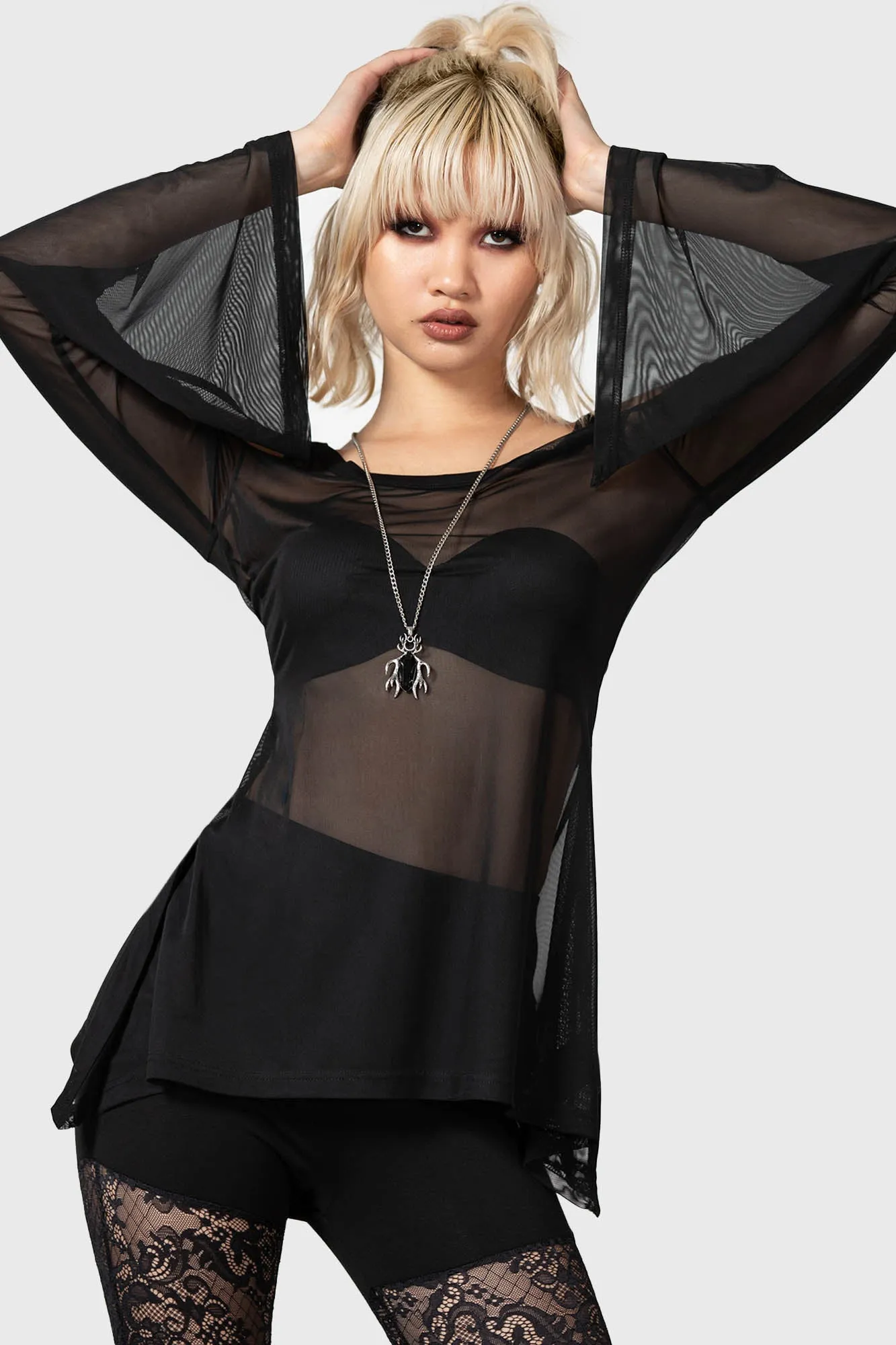 Waning Orbit Cold-Shoulder Top sold by Killstar