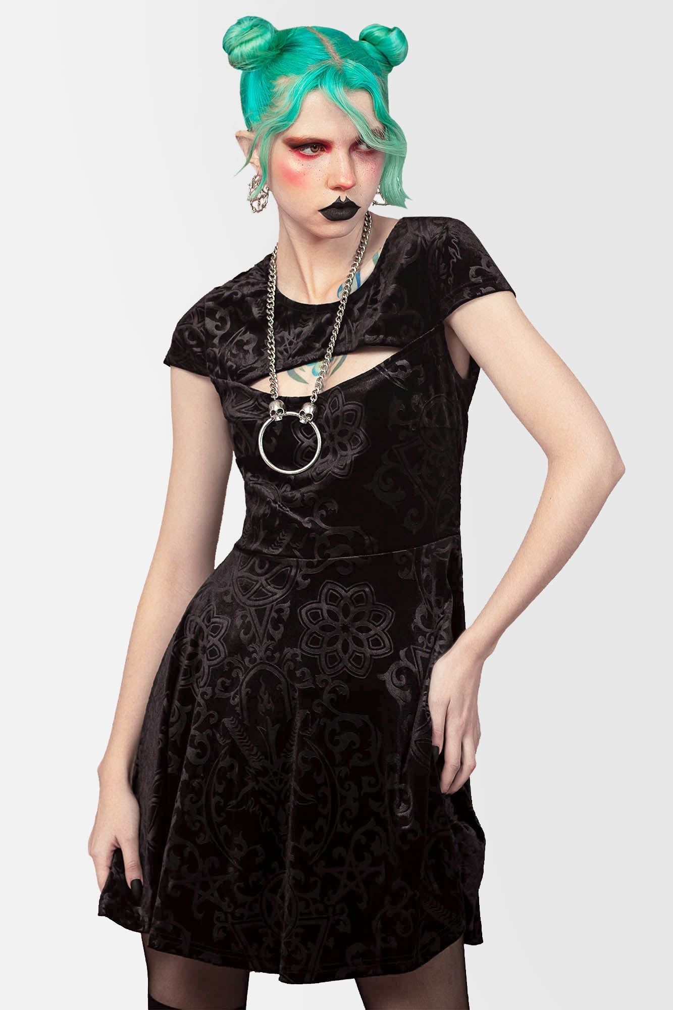 Blasphemia Keyhole Skater Dress Resurrect sold by Killstar