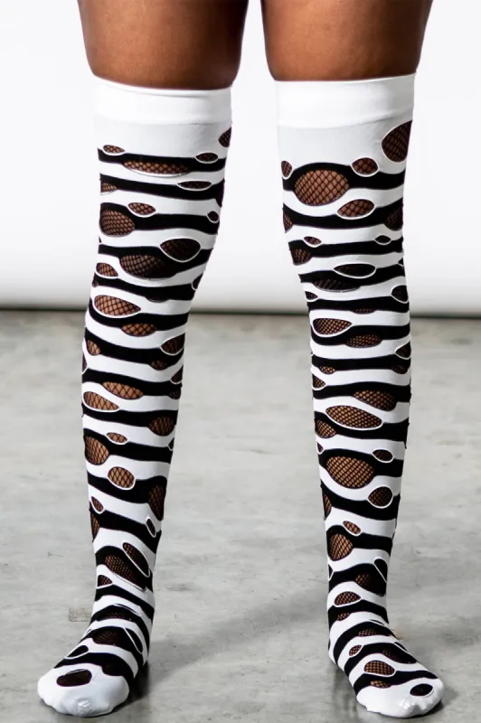 Wretched Soul Distress Socks [BLACK/WHITE] sold by Killstar