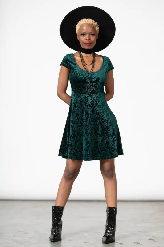Devilry Skater Dress [EMERALD] Resurrect sold by Killstar