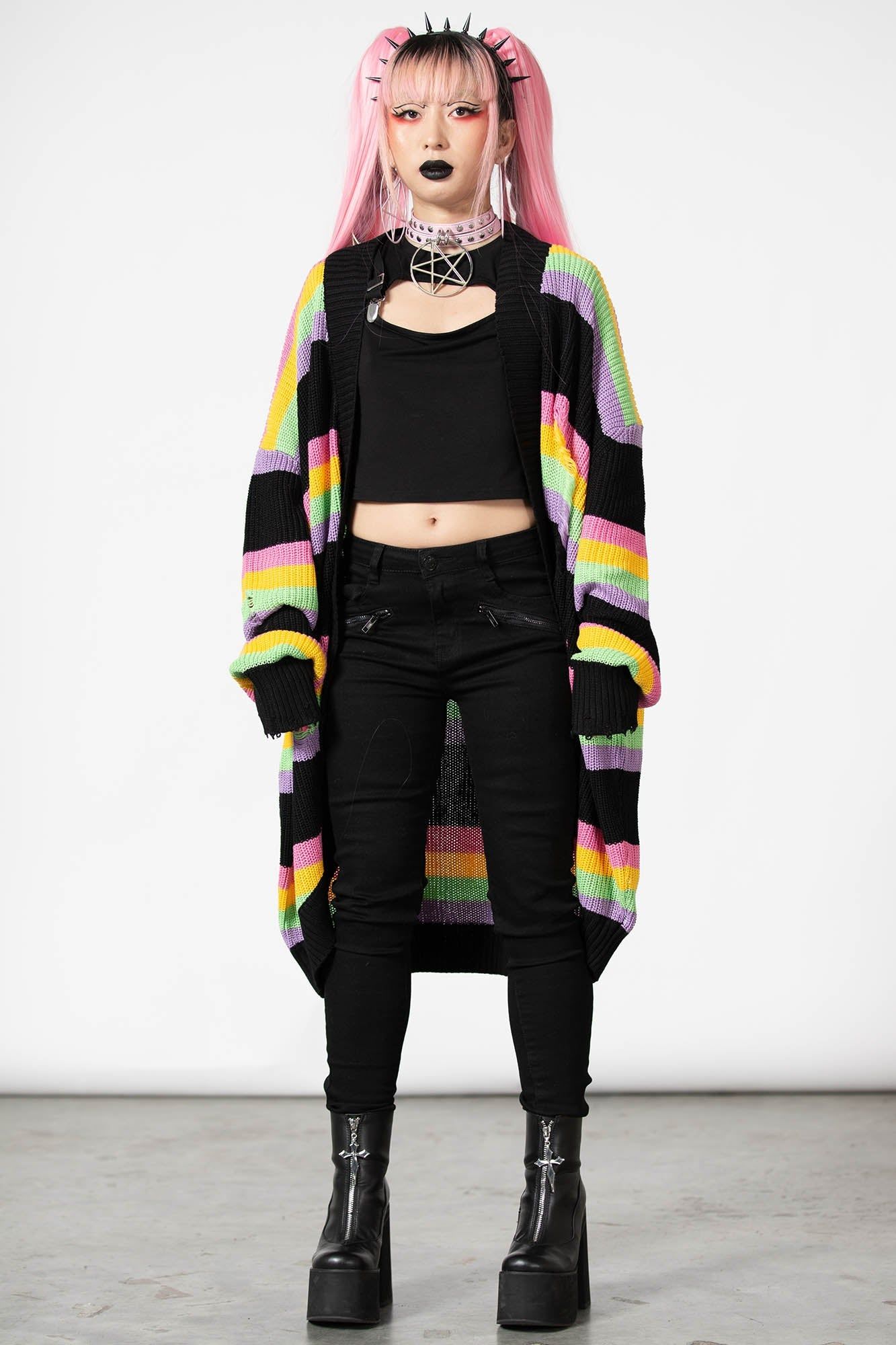 Rainbow Knit Cardigan Resurrect sold by Killstar product image thumbnail 3