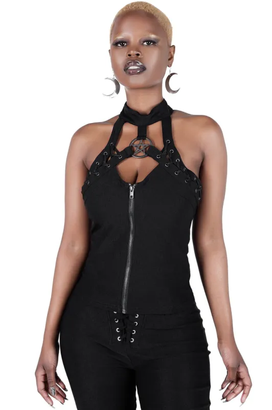 Snare Lace Up Top Resurrect sold by Killstar