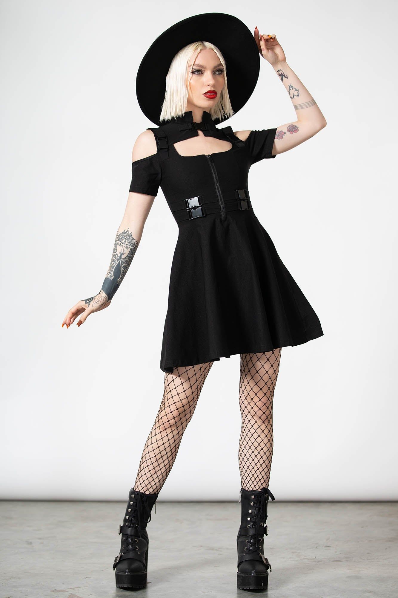 Cybermancy Zip Skater Dress sold by Killstar
