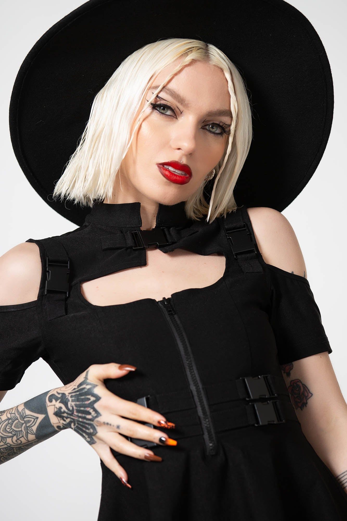 Cybermancy Zip Skater Dress sold by Killstar product image thumbnail 3