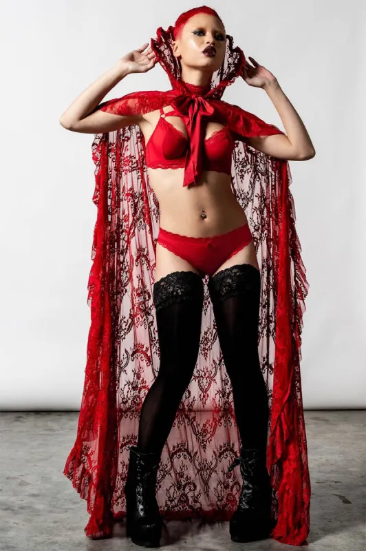 Vampyren Lace Cape [SCARLET] sold by Killstar