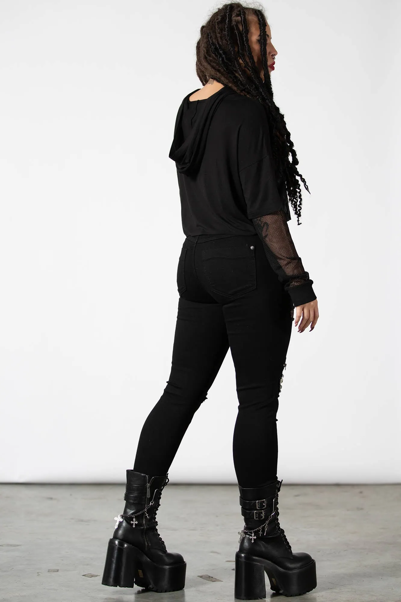 Dark Forces Cropped Hoodie sold by Killstar product image thumbnail 4