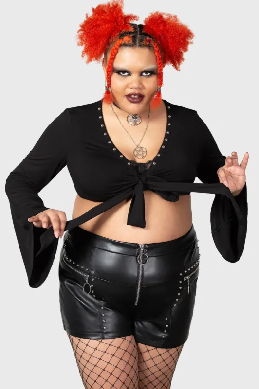 Elegy Front Tie Top [PLUS] sold by Killstar