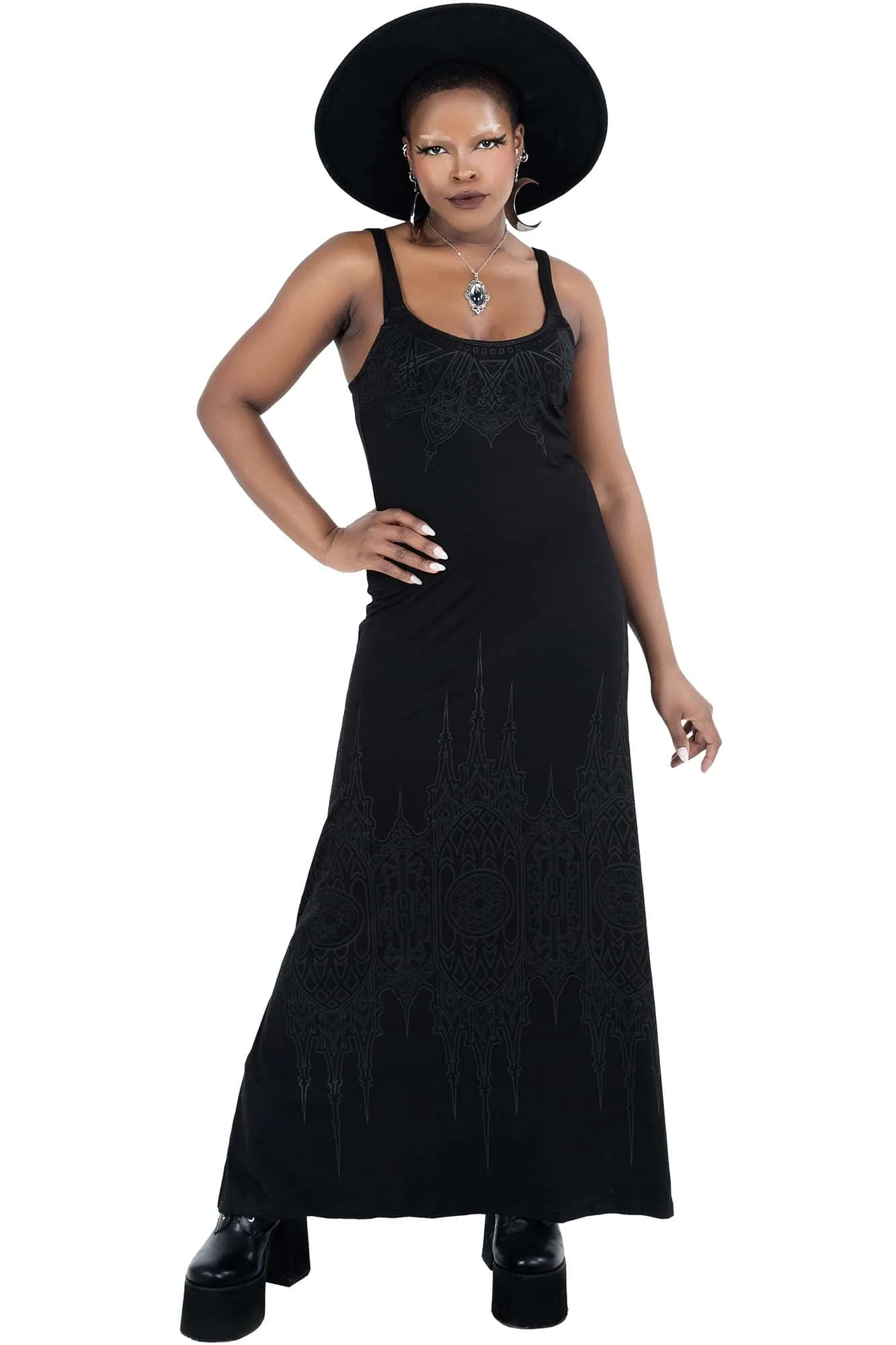 Dethroned Maxi Dress - M / Black / 95% Polyester 5% Elastane - Resurrect sold by Killstar product image thumbnail 2