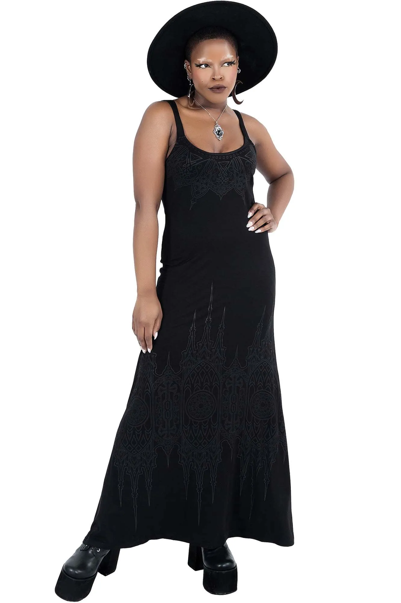 Dethroned Maxi Dress - M / Black / 95% Polyester 5% Elastane - Resurrect sold by Killstar product image thumbnail 3