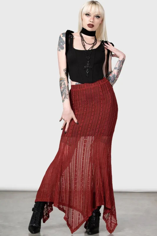 Juliet's Betrayal Maxi Skirt [RED] sold by Killstar