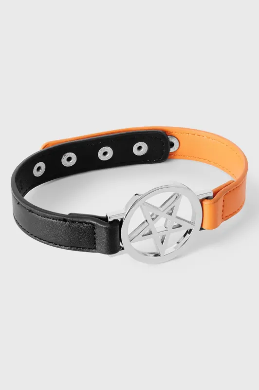 Penta Half Choker [BLACK/ORANGE] made by Killstar