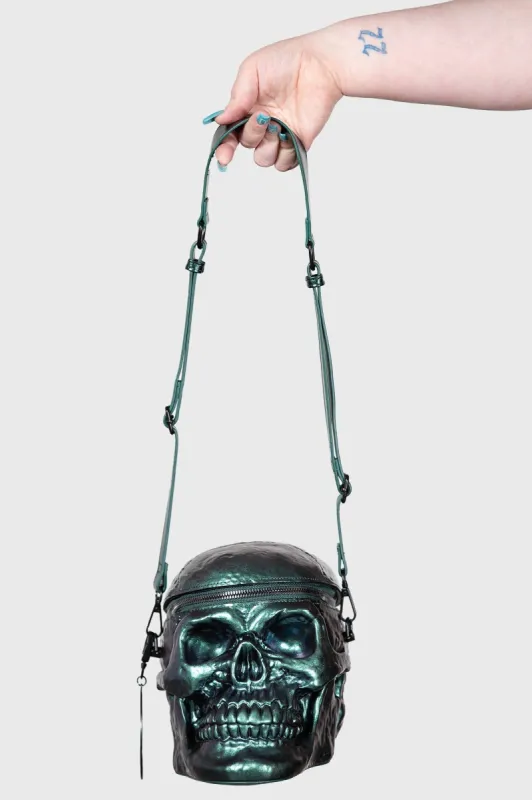 Grave Digger Skull Handbag [GREEN OIL SLICK] sold by Killstar