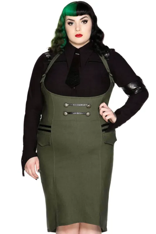 Darkwave Division Midi Skirt [KHAKI] [PLUS] sold by Killstar