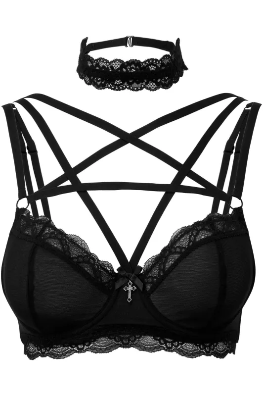 She Bites Lace Bra [B] sold by Killstar