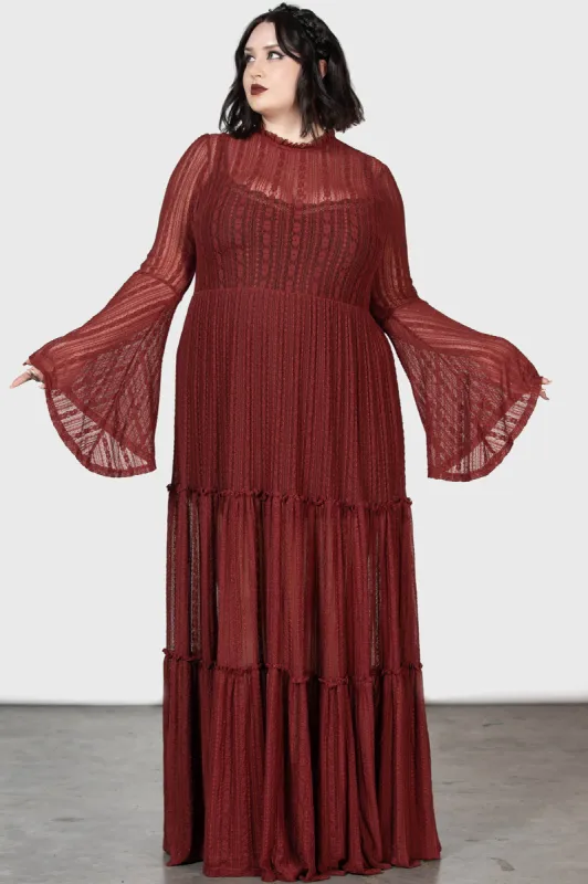 Amanita's Sorrow Maxi Dress [RED] [PLUS] sold by Killstar