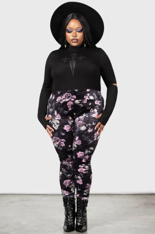 Hematite Leggings [BLACK/PINK] [PLUS] sold by Killstar