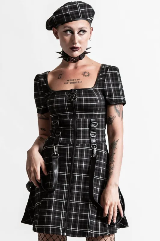 Grave Rebellion Dress [ASH TARTAN] sold by Killstar