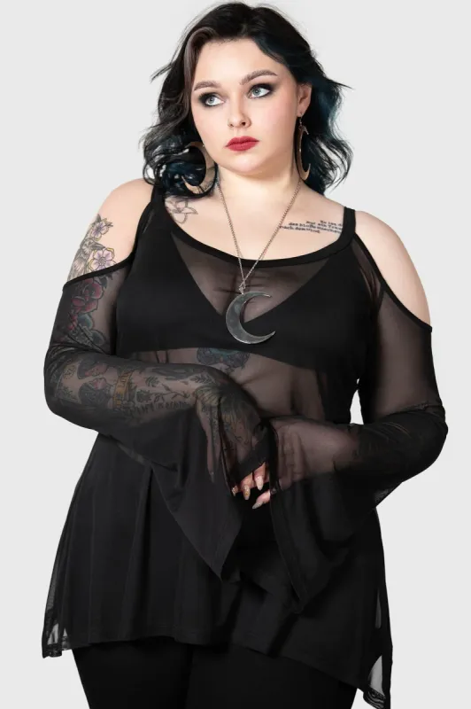 Waning Orbit Cold-Shoulder Top [PLUS] sold by Killstar