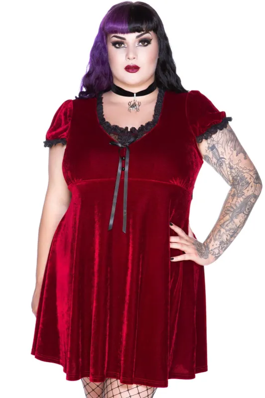 Heather Babydoll Dress [RUBY] [PLUS] sold by Killstar