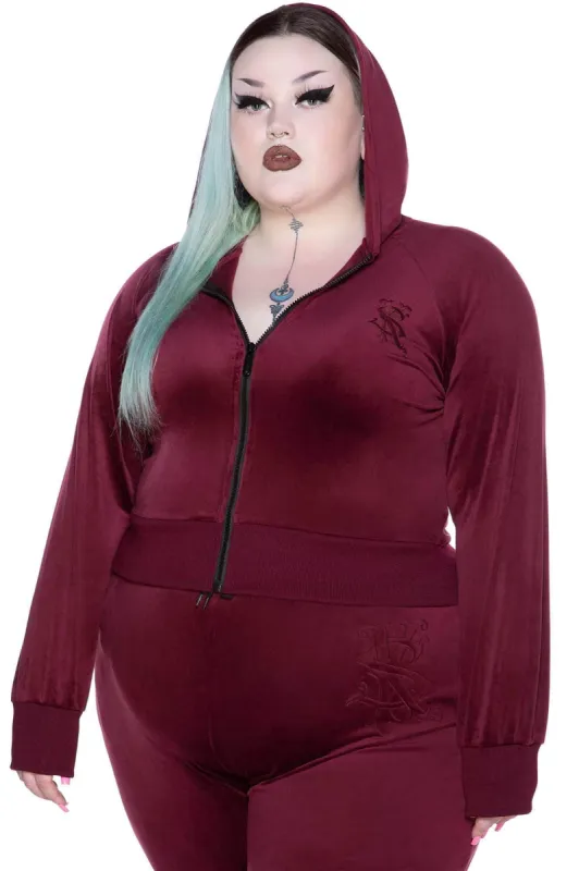 Just Crew-Sin Velvet Hoodie [BURGUNDY] [PLUS] sold by Killstar