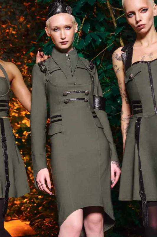 Darkwave Division Midi Skirt [KHAKI] sold by Killstar