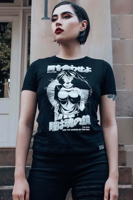 Eye Contact Ringer Top sold by Killstar