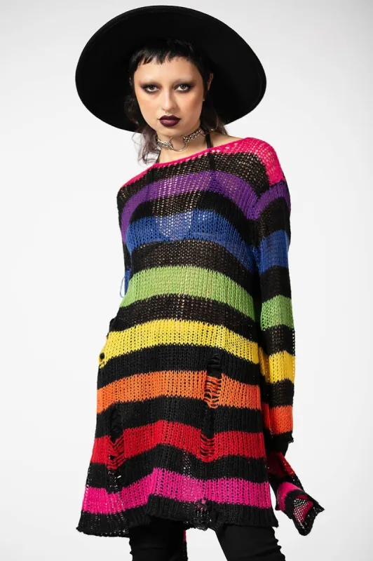 Over The Rainbow Knit Sweater Resurrect sold by Killstar