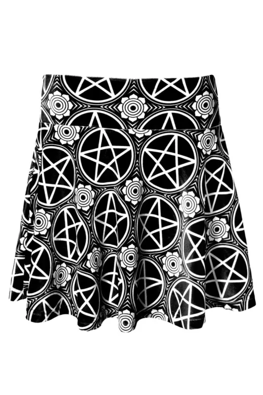 Pentagram Velvet Skater Skirt [B] Resurrect made by Killstar