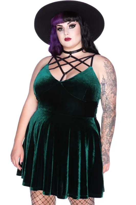 Magica Skater Dress [EMERALD] [PLUS] sold by Killstar