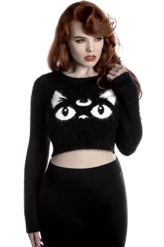 Keiko Kitty Fuzzy Crop Sweater [B] Resurrect sold by Killstar