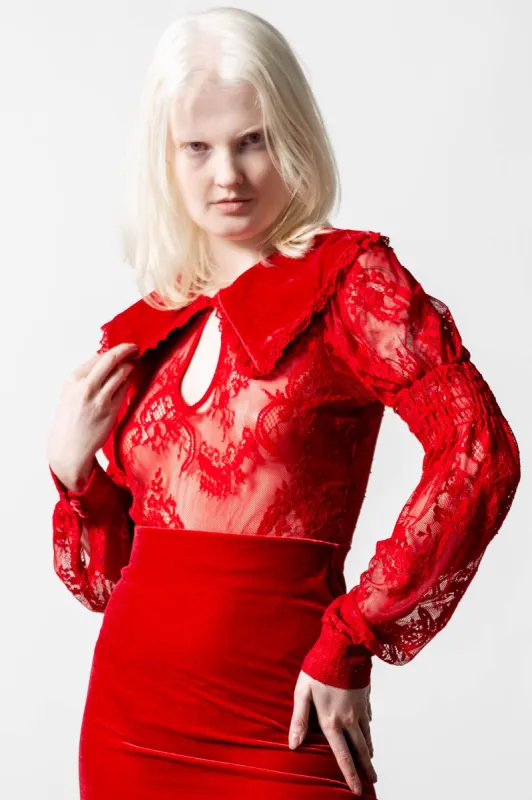 Bite Tonight Long Sleeve Top [SCARLET] Resurrect sold by Killstar
