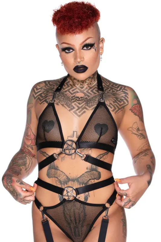 Hell Kitty Fishnet Bralet [B] sold by Killstar