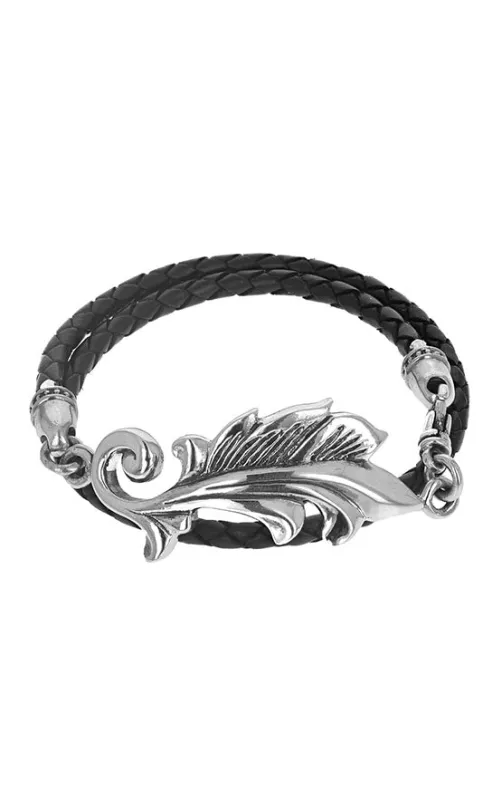 Feathered Scroll Bracelet w/ Double Leather Strap sold by King Baby Studio
