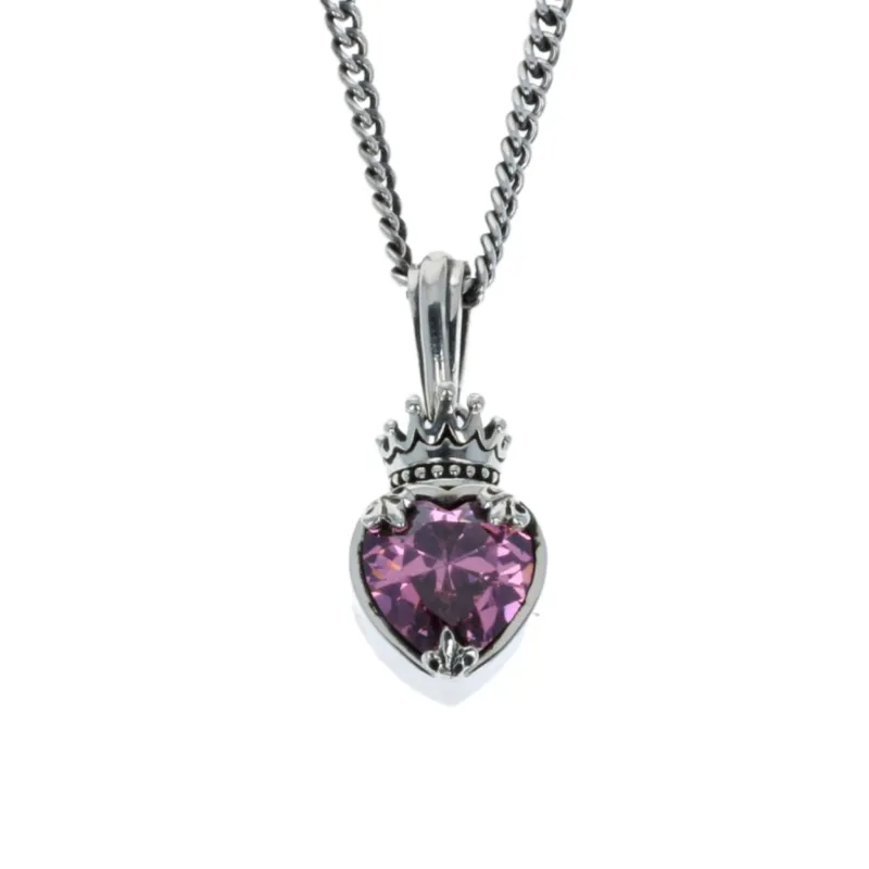 Large Pink CZ Heart Pendant sold by King Baby Studio
