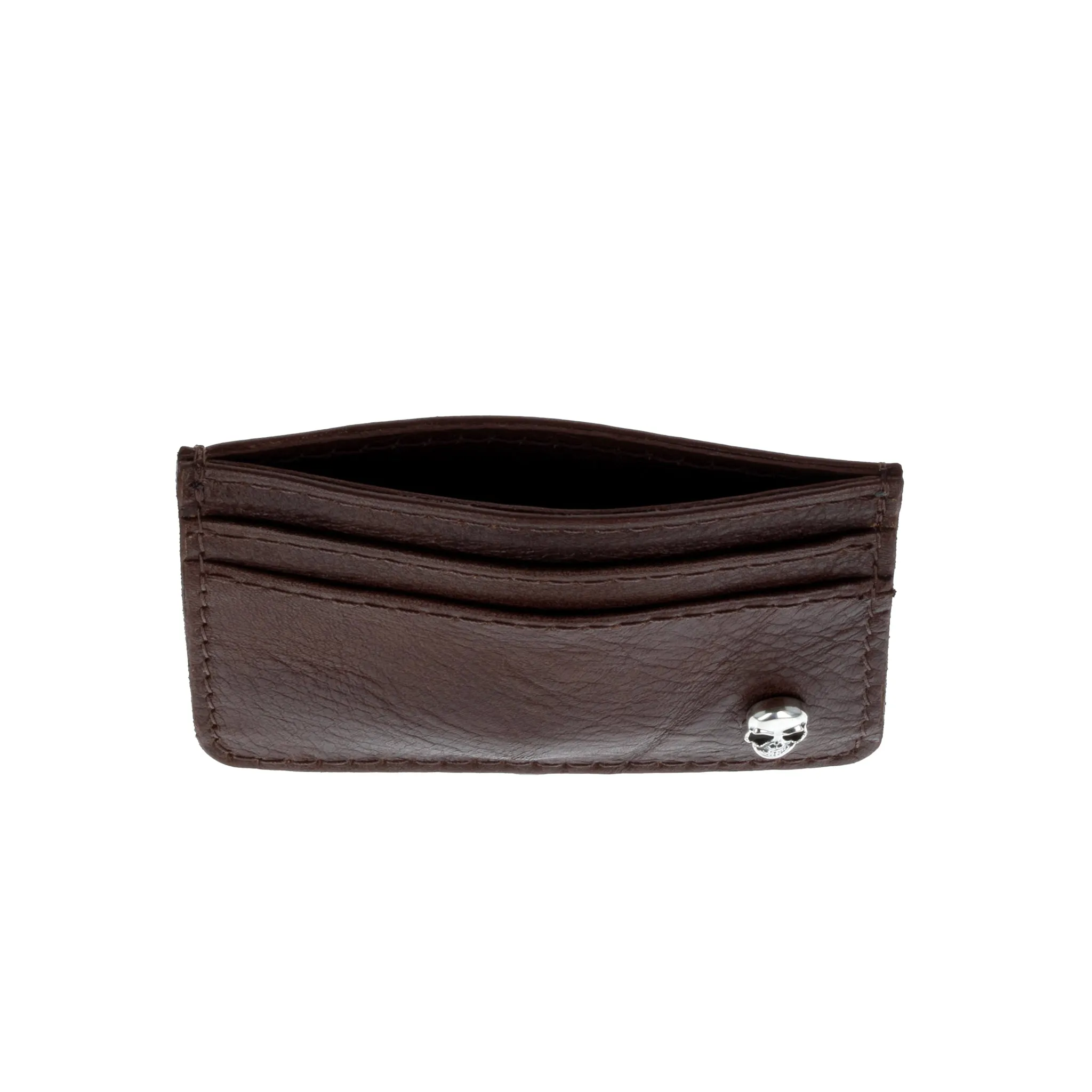 Brown Horizontal Card Holder Wallet w/ Silver Skull sold by King Baby Studio product image thumbnail 3