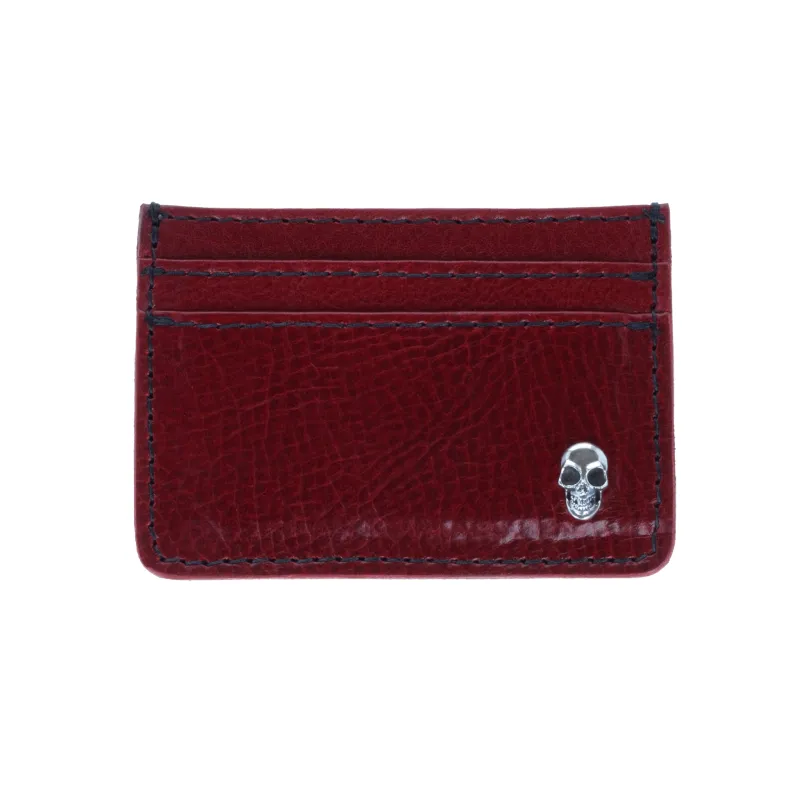 Red Horizontal Card Holder Wallet w/ Silver Skull sold by King Baby Studio