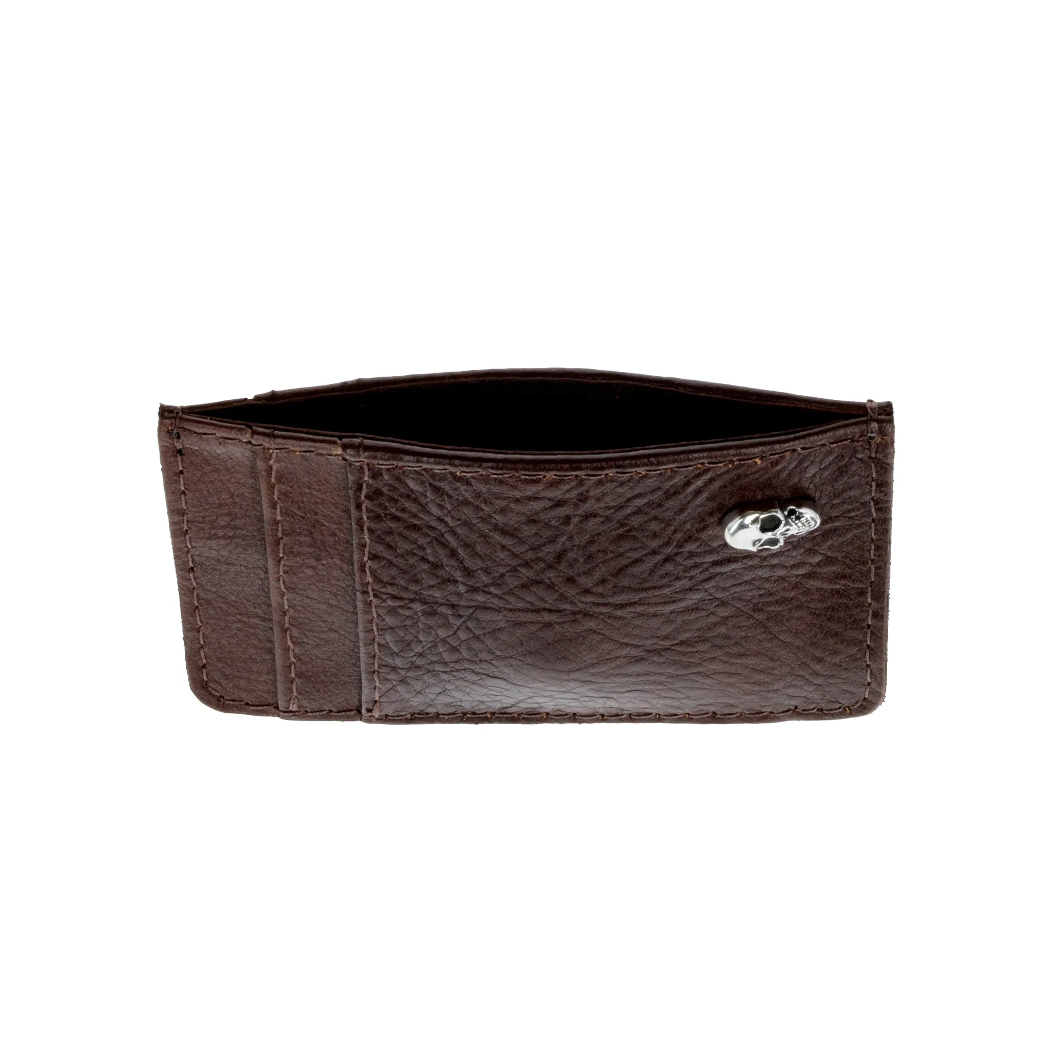 Brown Card Holder Wallet w/ Silver Skull sold by King Baby Studio product image thumbnail 3