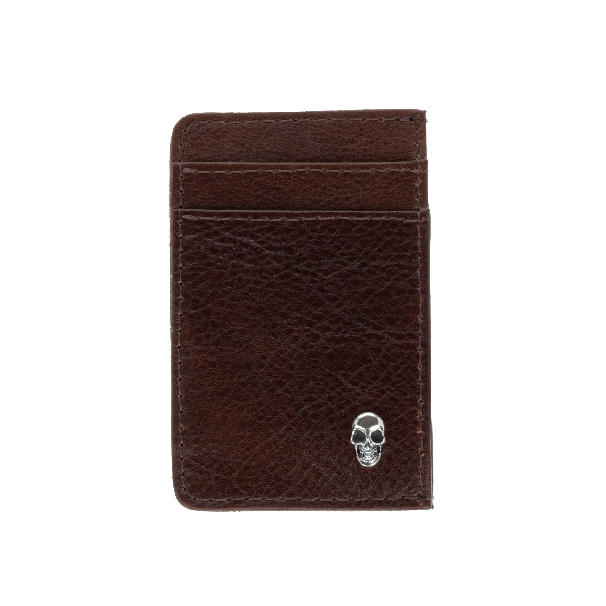 Brown Card Holder Wallet w/ Silver Skull sold by King Baby Studio