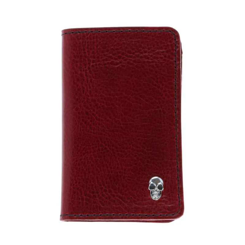 Red Bifold Card Holder Wallet w/ Silver Skull sold by King Baby Studio