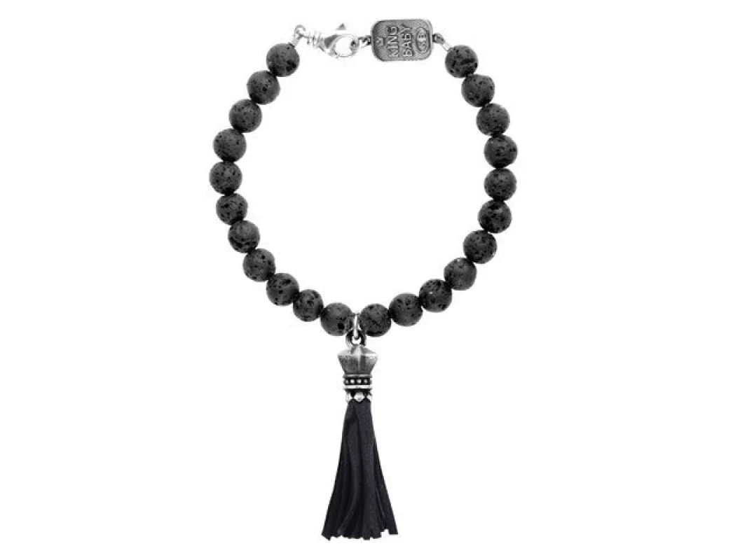 8mm Lava Rock Bead Bracelet with Star Tassel sold by King Baby Studio